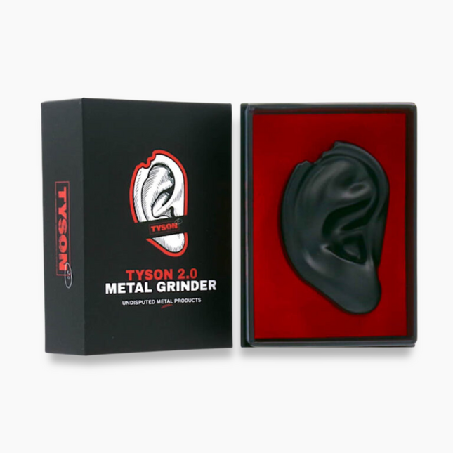 Tyson 2.0 Metal Grinder packaging with black grinder on white background